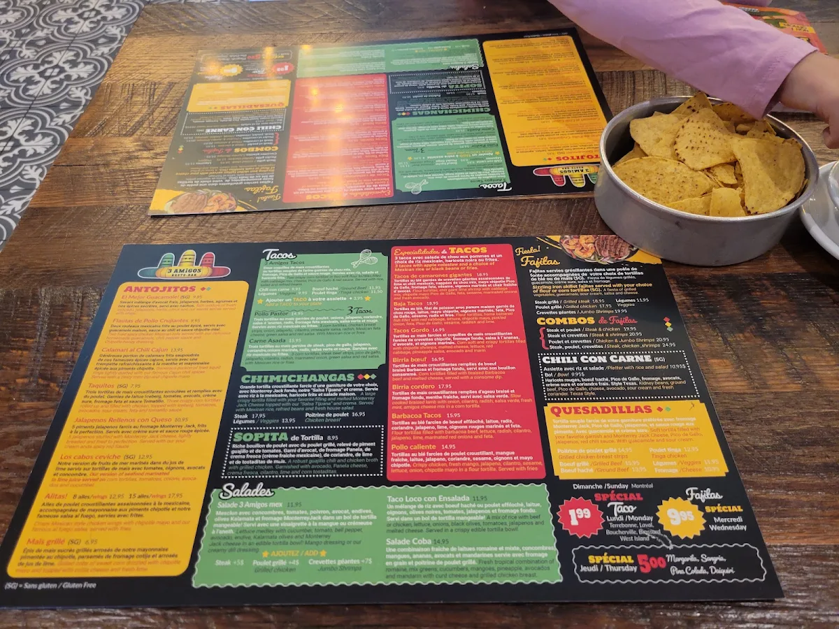 Menu, 3 Amigos (Terrebonne)