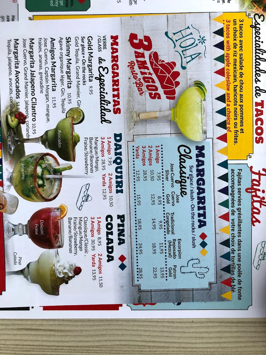 Menu, 3 Amigos (Terrebonne)