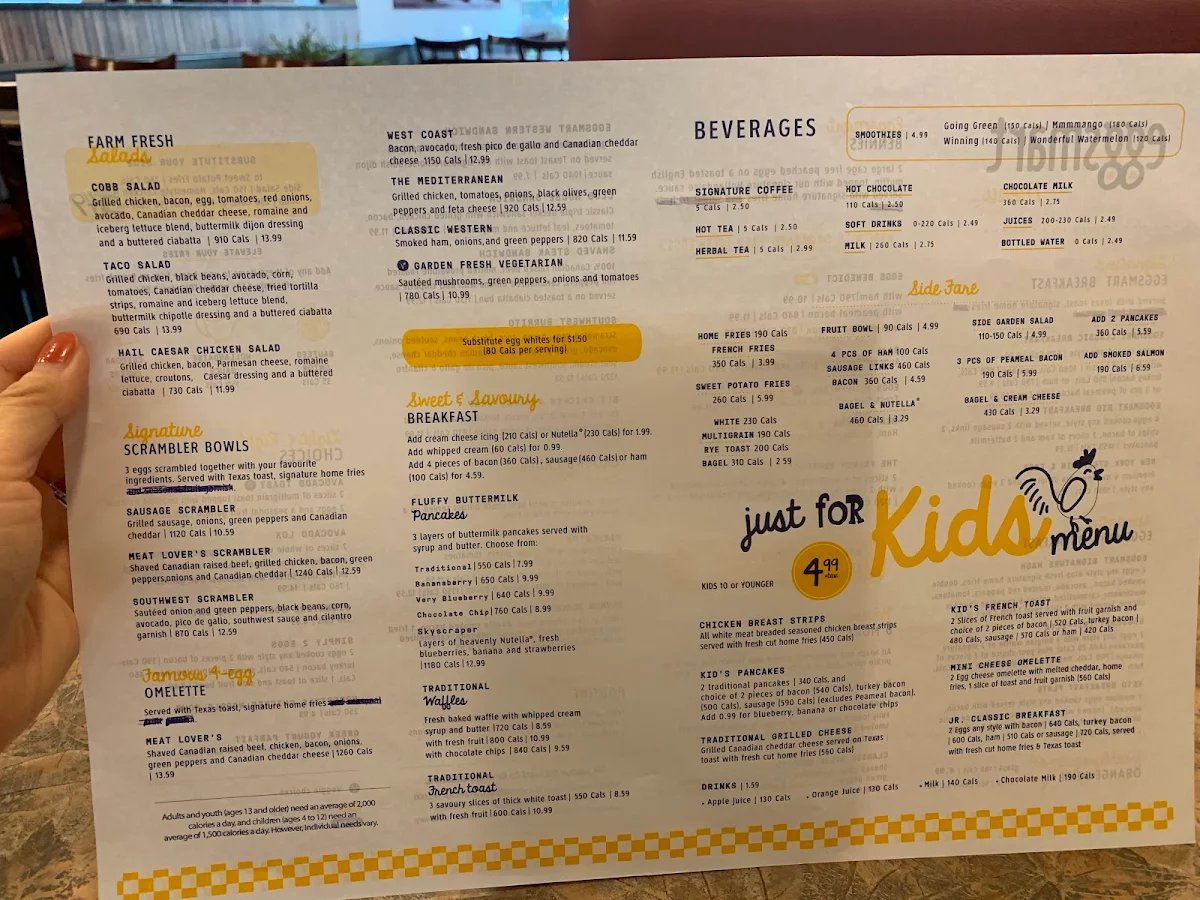 Menu, Eggsmart