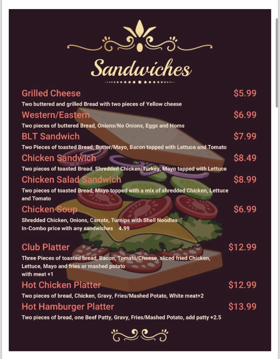 Menu, Reve restaurant