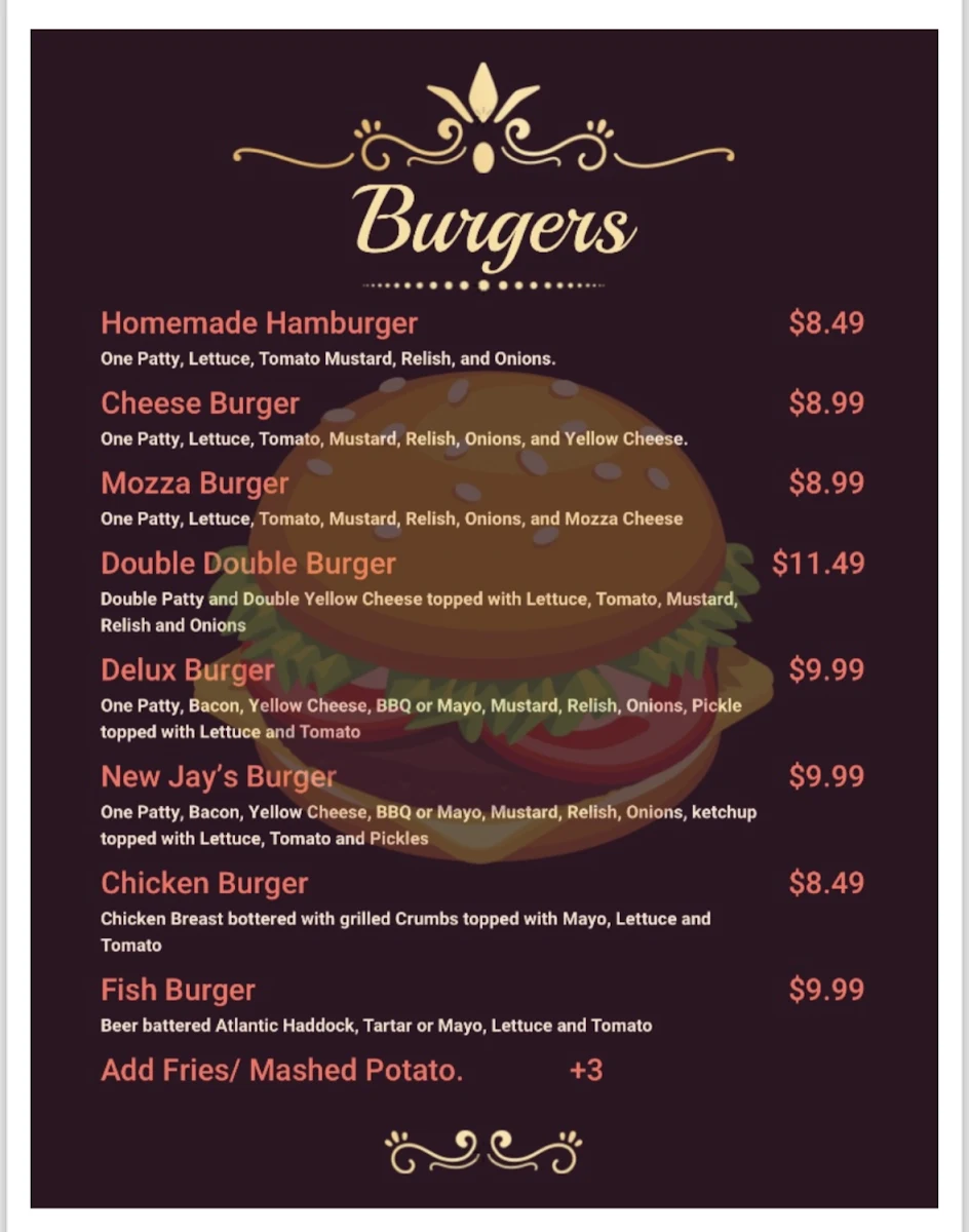 Menu, Reve restaurant