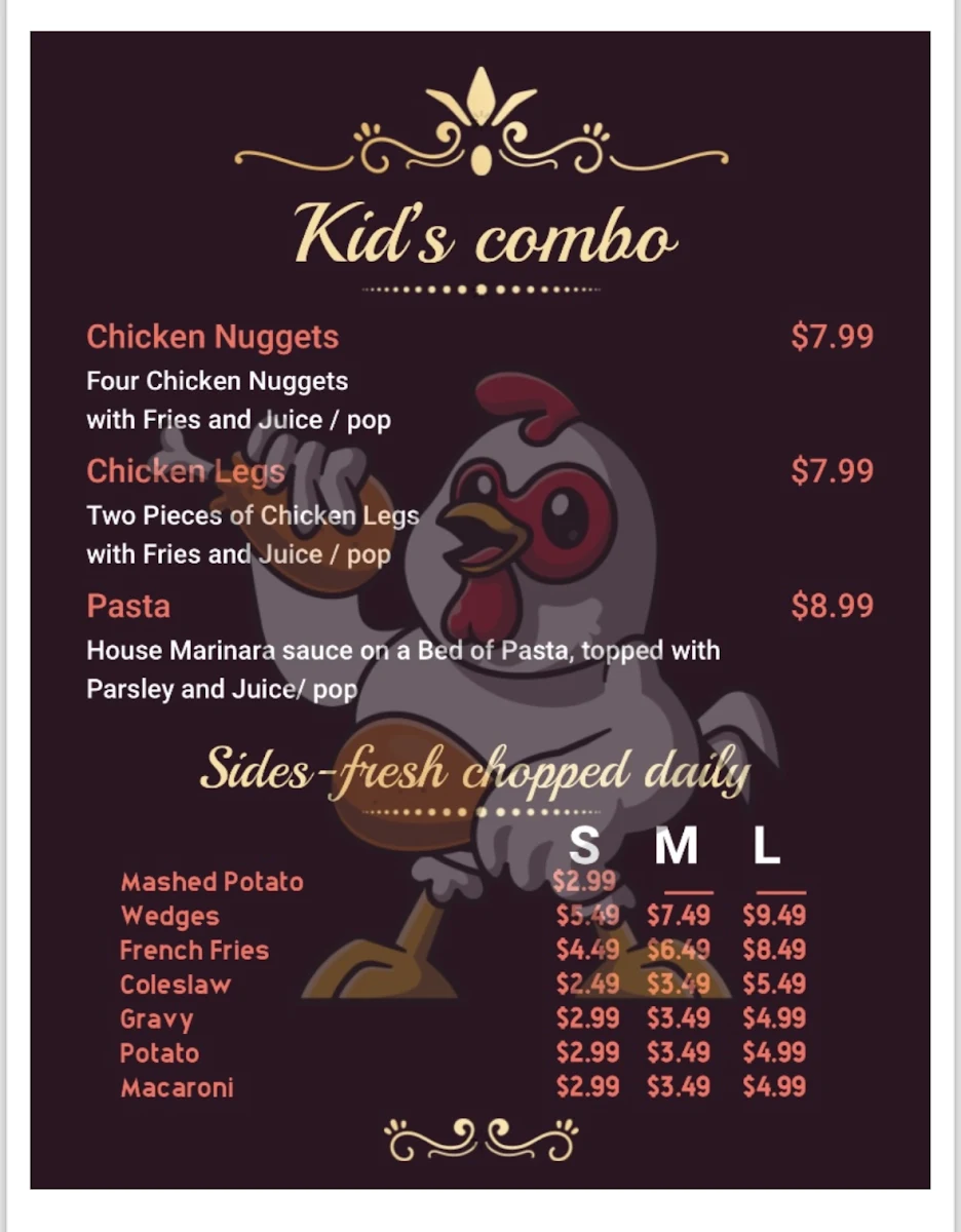 Menu, Reve restaurant