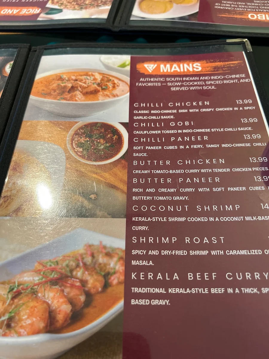 Menu, Reve restaurant