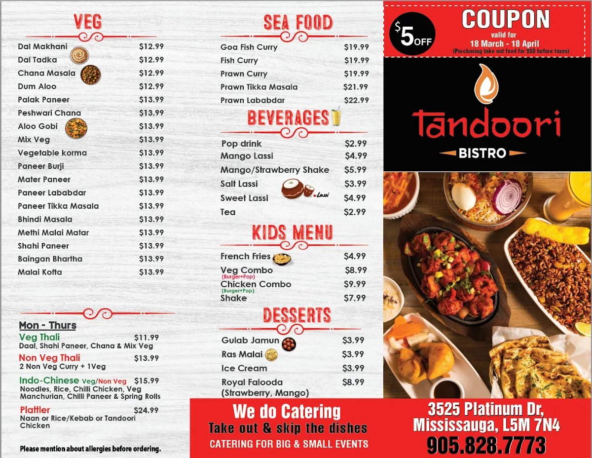 Menu, Tandoori Bistro