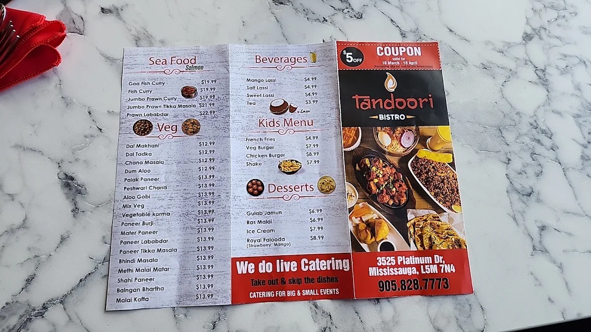 Menu, Tandoori Bistro