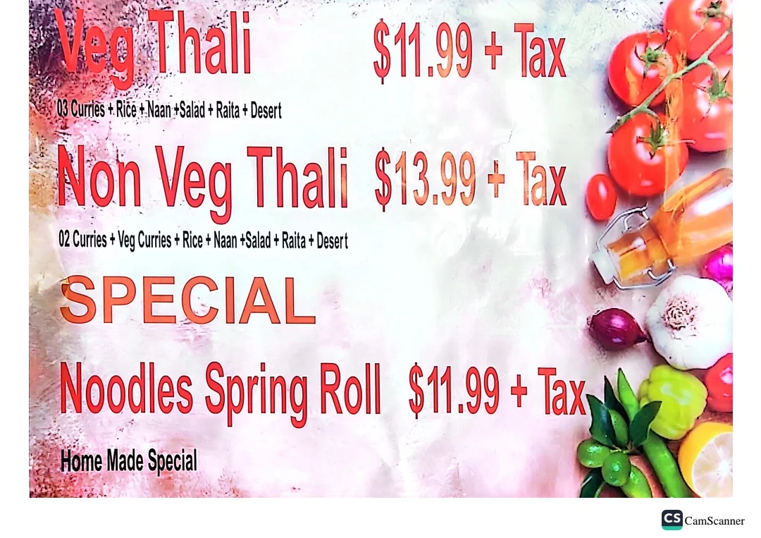 Menu, Tandoori Bistro