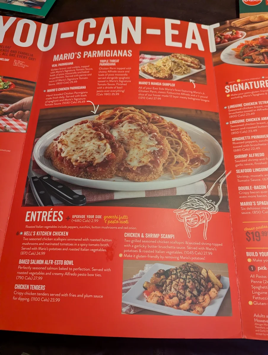 Menu, East Side Mario's