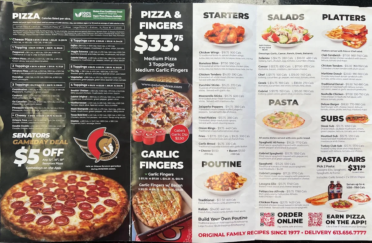 Menu, Gabriel Pizza