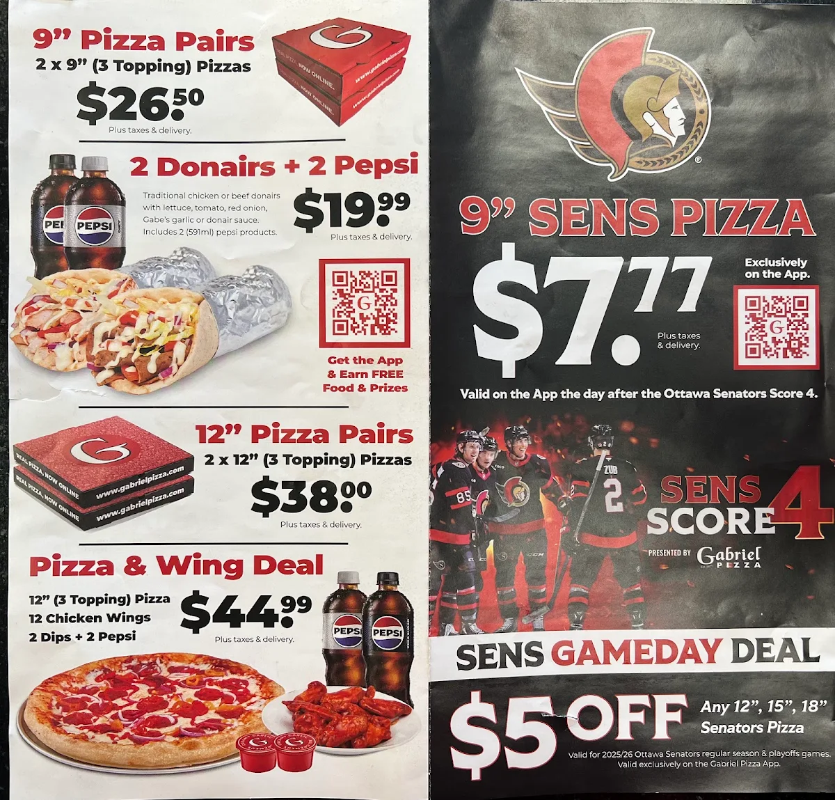 Menu, Gabriel Pizza