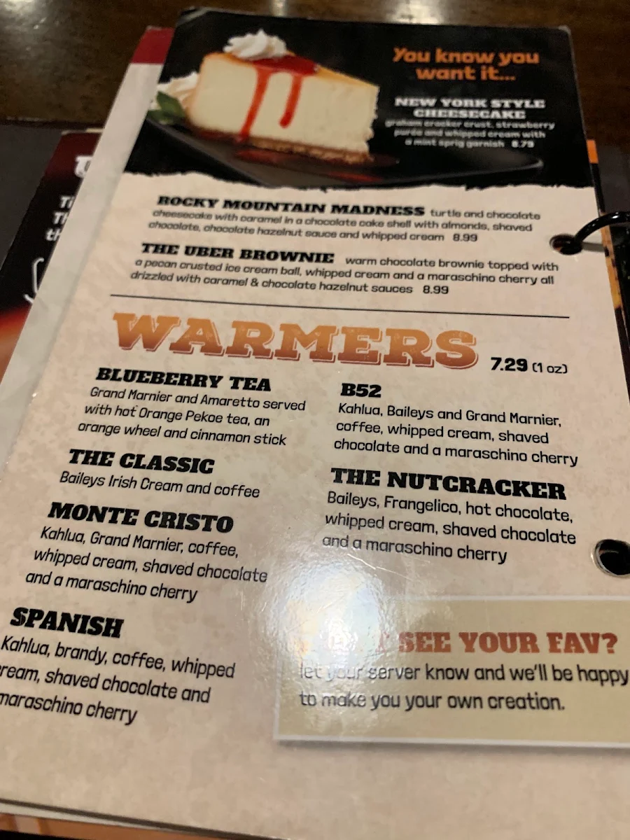 Menu, MR MIKES SteakhouseCasual