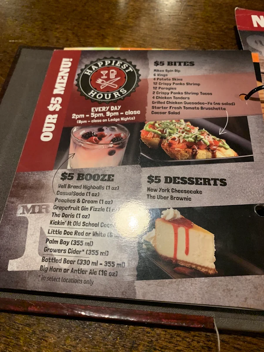 Menu, MR MIKES SteakhouseCasual