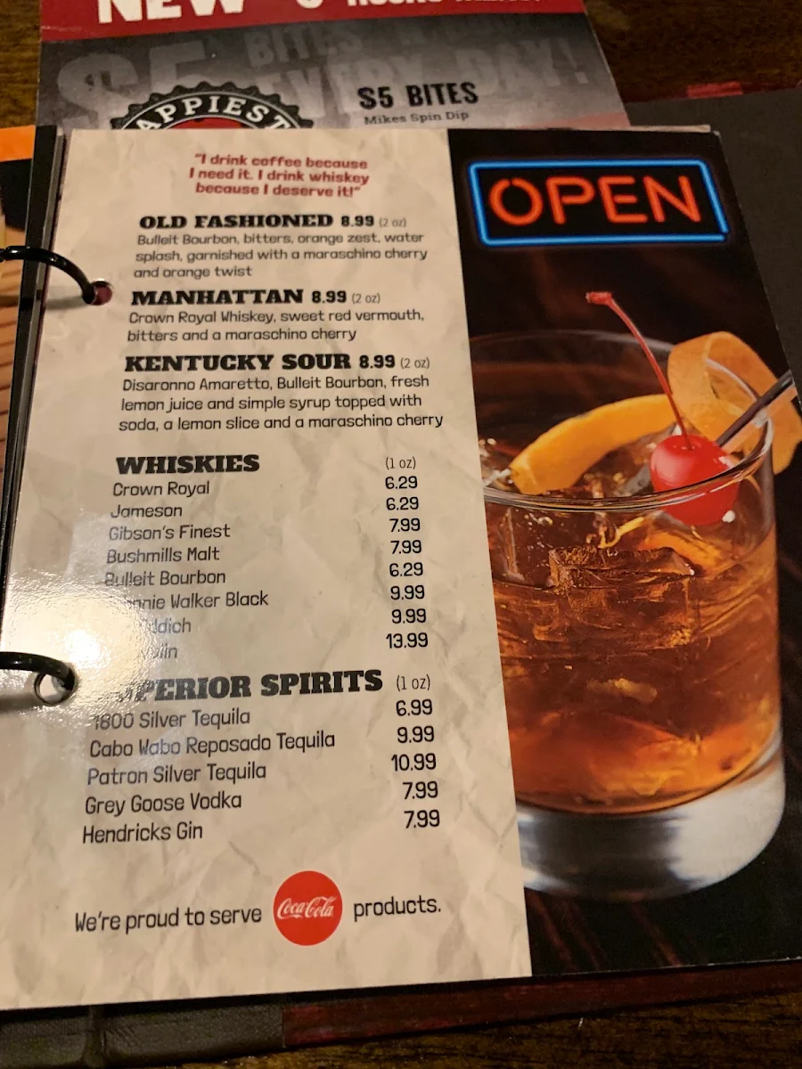 Menu, MR MIKES SteakhouseCasual