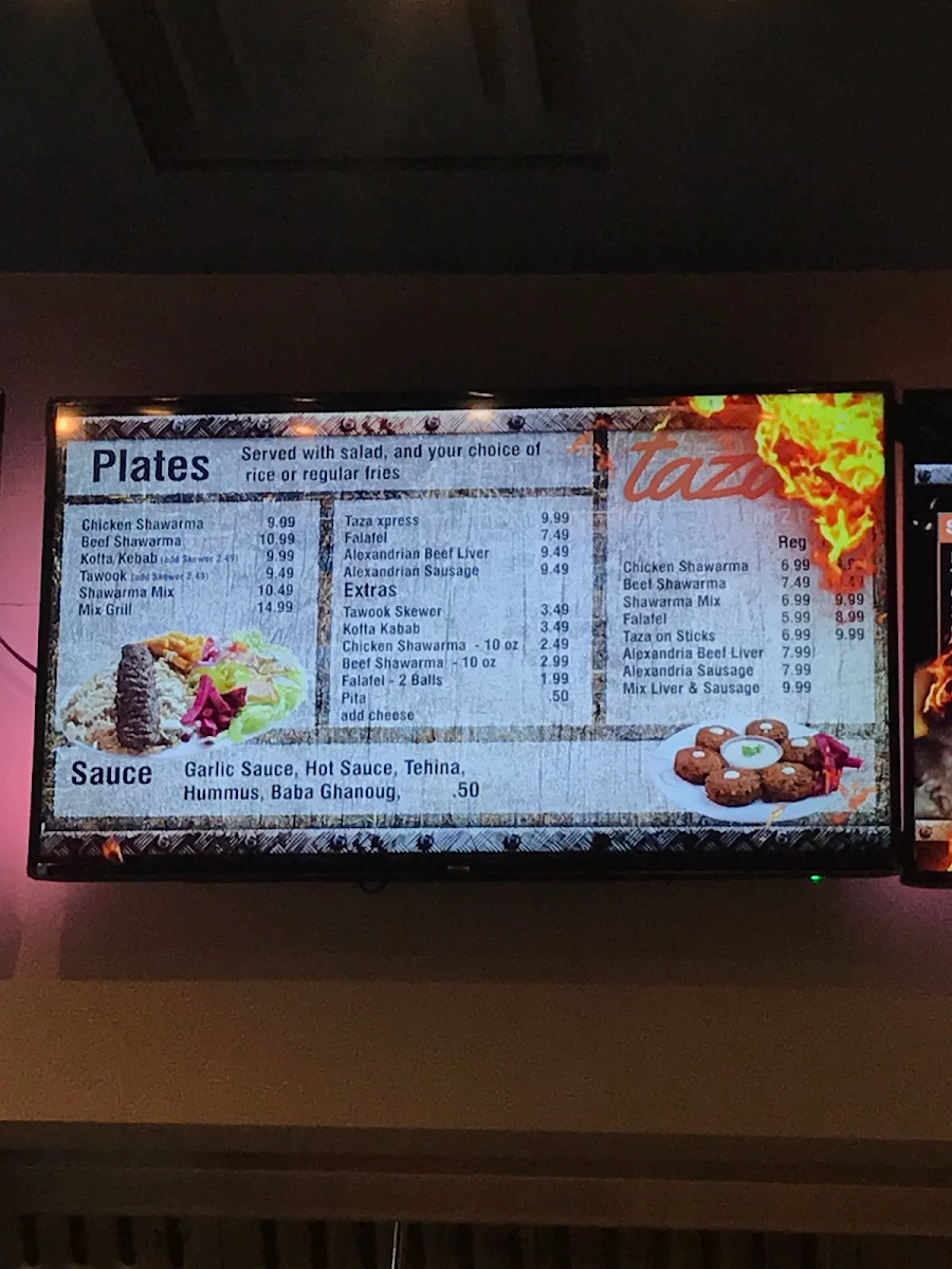 Menu, Taza Xpress