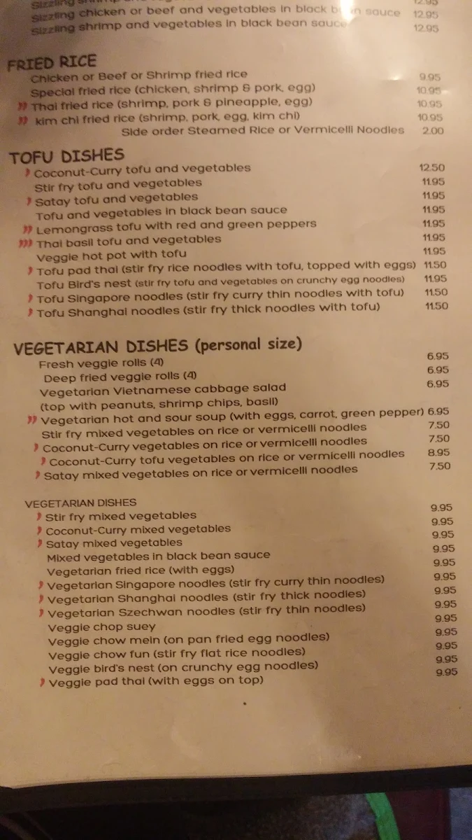Menu, Red Pepper Restaurant