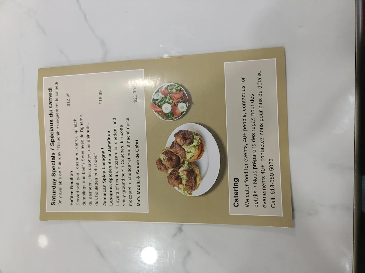 Menu, Royal Prince Restaurant