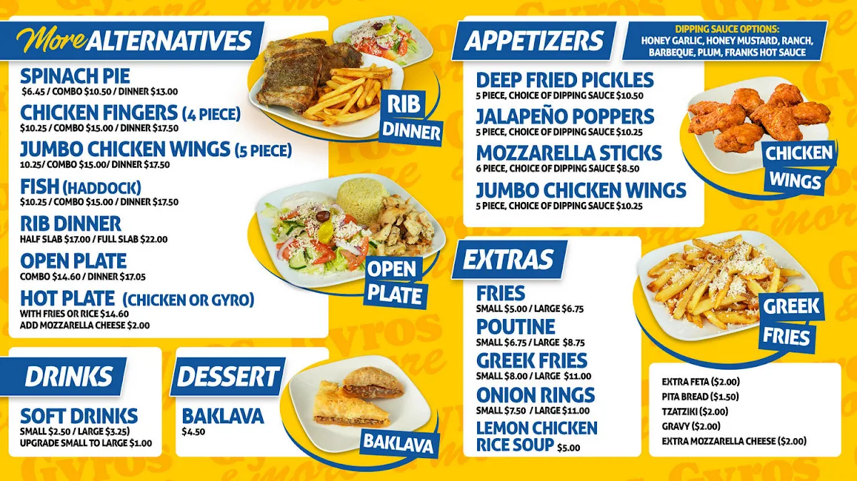 Menu, Gyros & More Lasalle . ( Malden Rd )