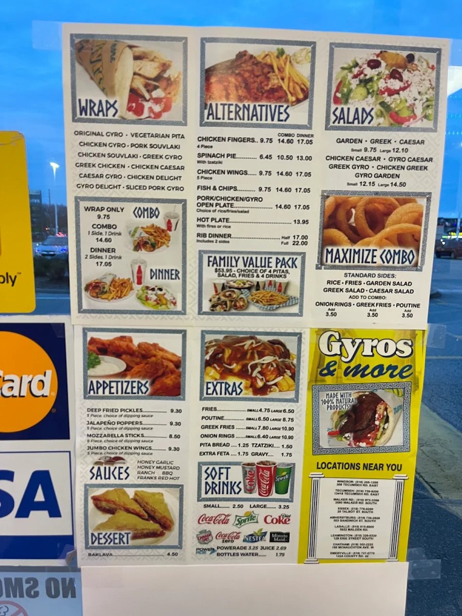 Menu, Gyros & More Lasalle . ( Malden Rd )