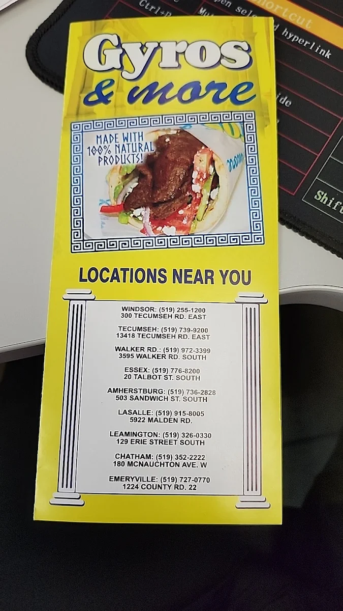 Menu, Gyros & More Lasalle . ( Malden Rd )