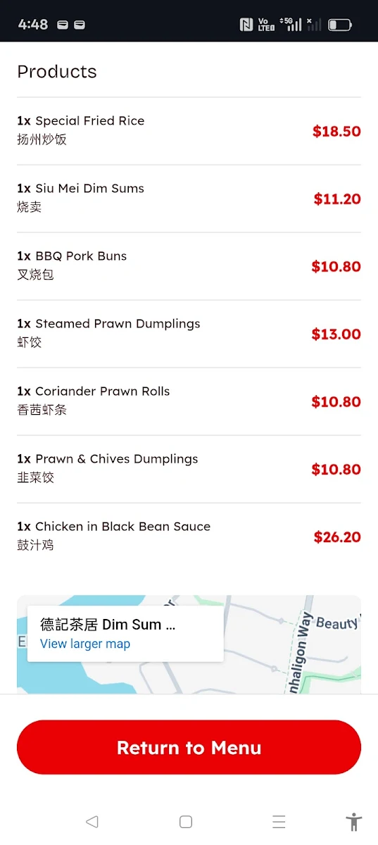 Menu, 德記茶居 Dim Sum Delight