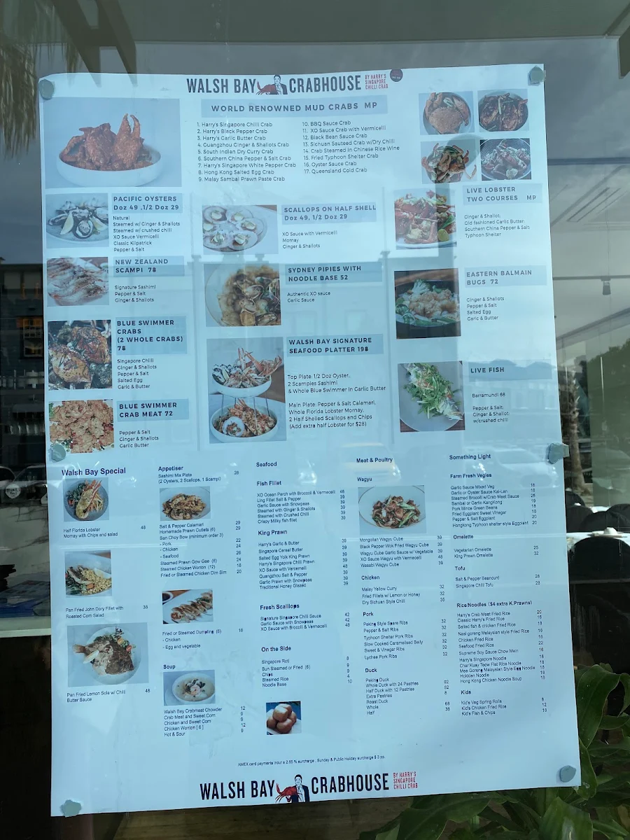 Menu, Walsh Bay Crabhouse