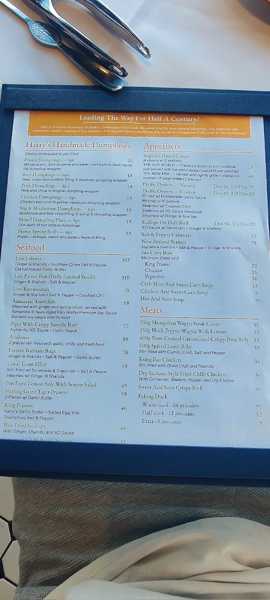 Menu, Walsh Bay Crabhouse
