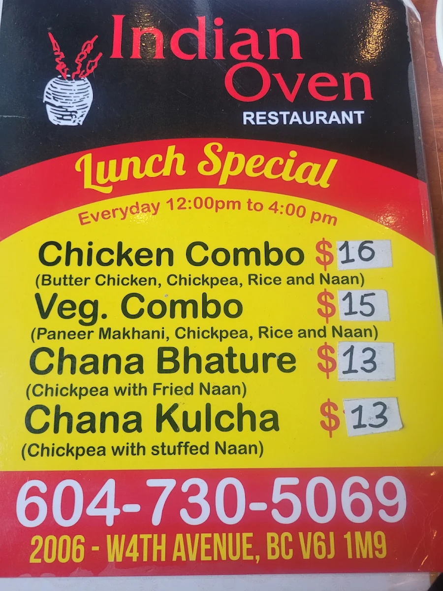 Menu, Indian Oven