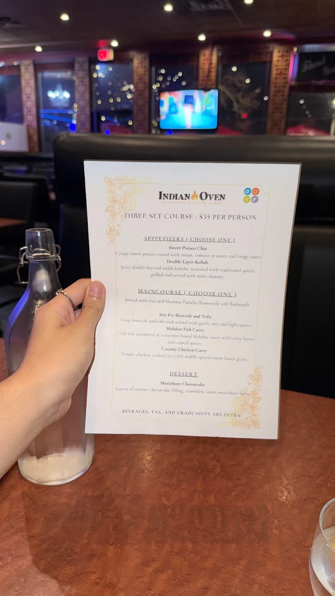 Menu, Indian Oven