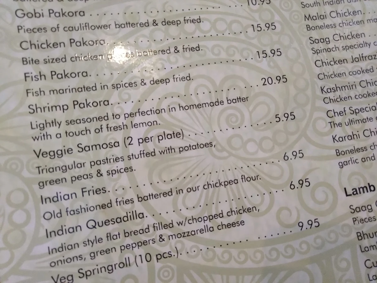 Menu, Indian Oven
