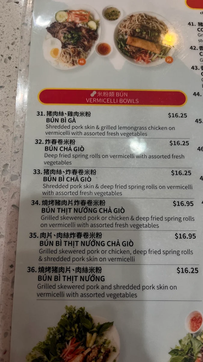 Menu, Thai Son