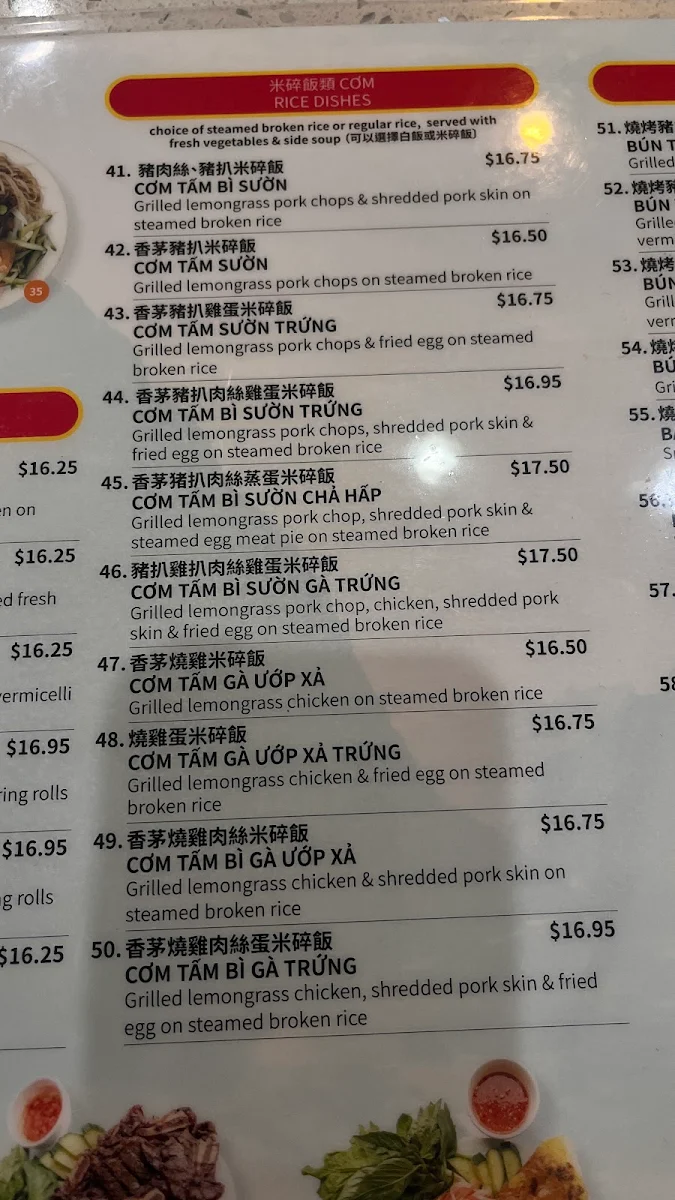 Menu, Thai Son