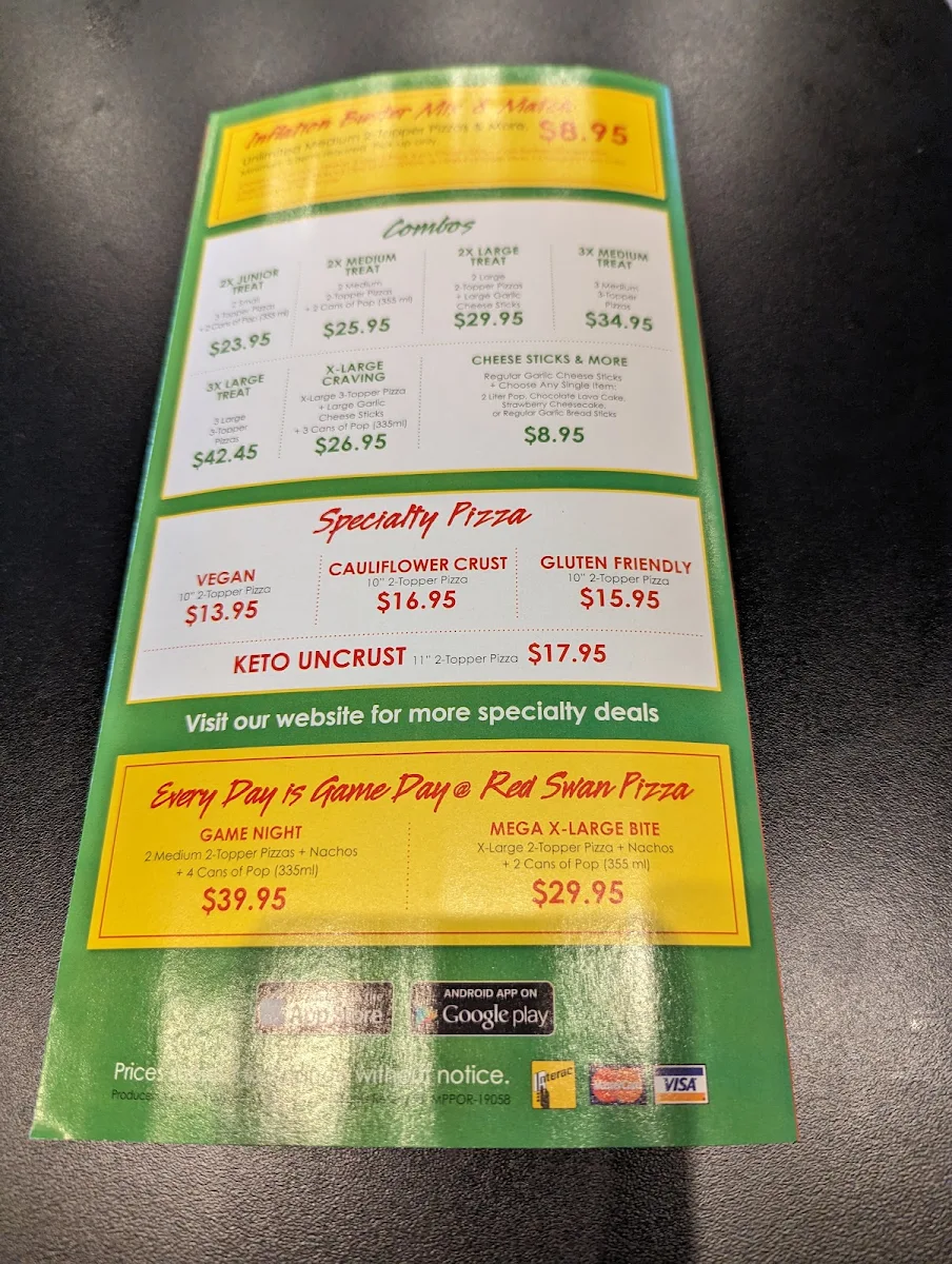 Menu, Red Swan Pizza - Hamilton Centennial Pkwy