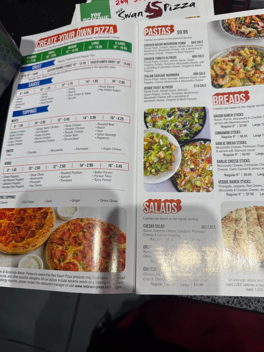 Menu, Red Swan Pizza - Hamilton Centennial Pkwy