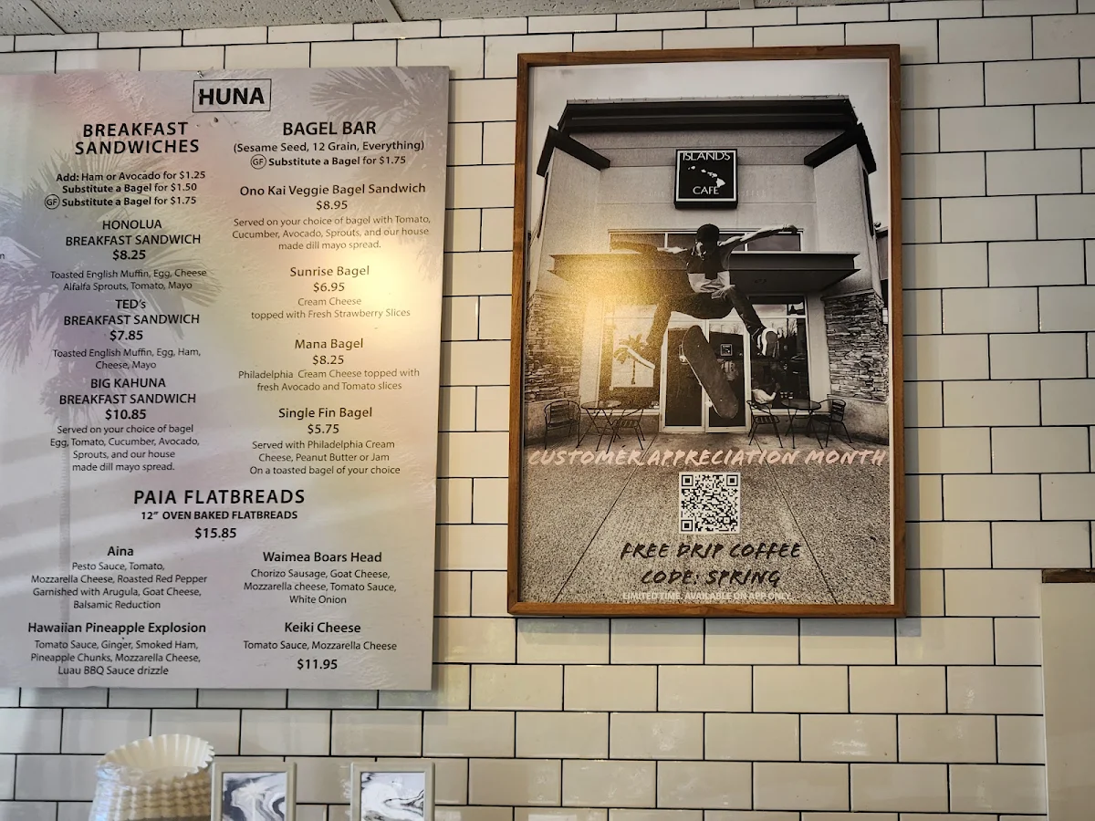 Menu, Islands Café