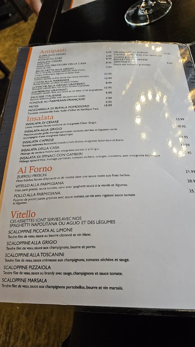 Menu, Grigio