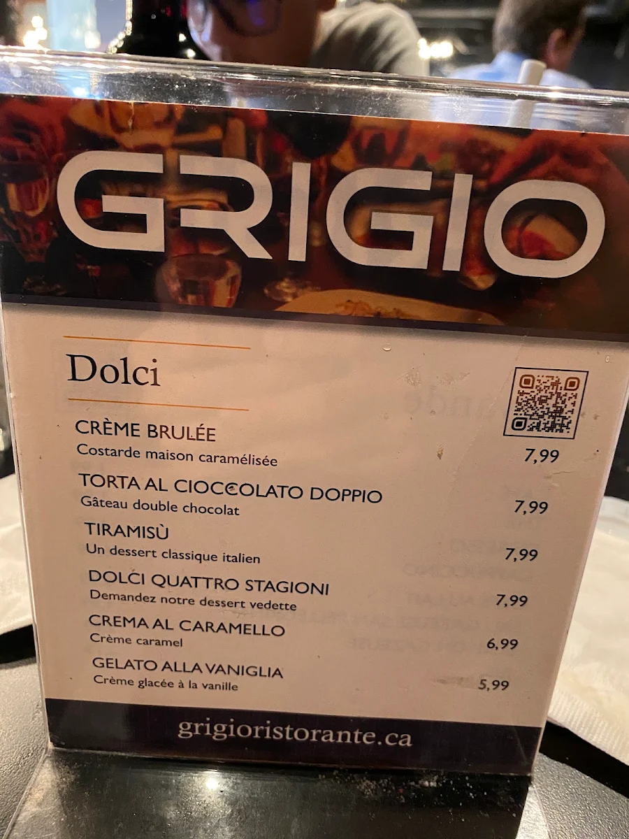 Menu, Grigio