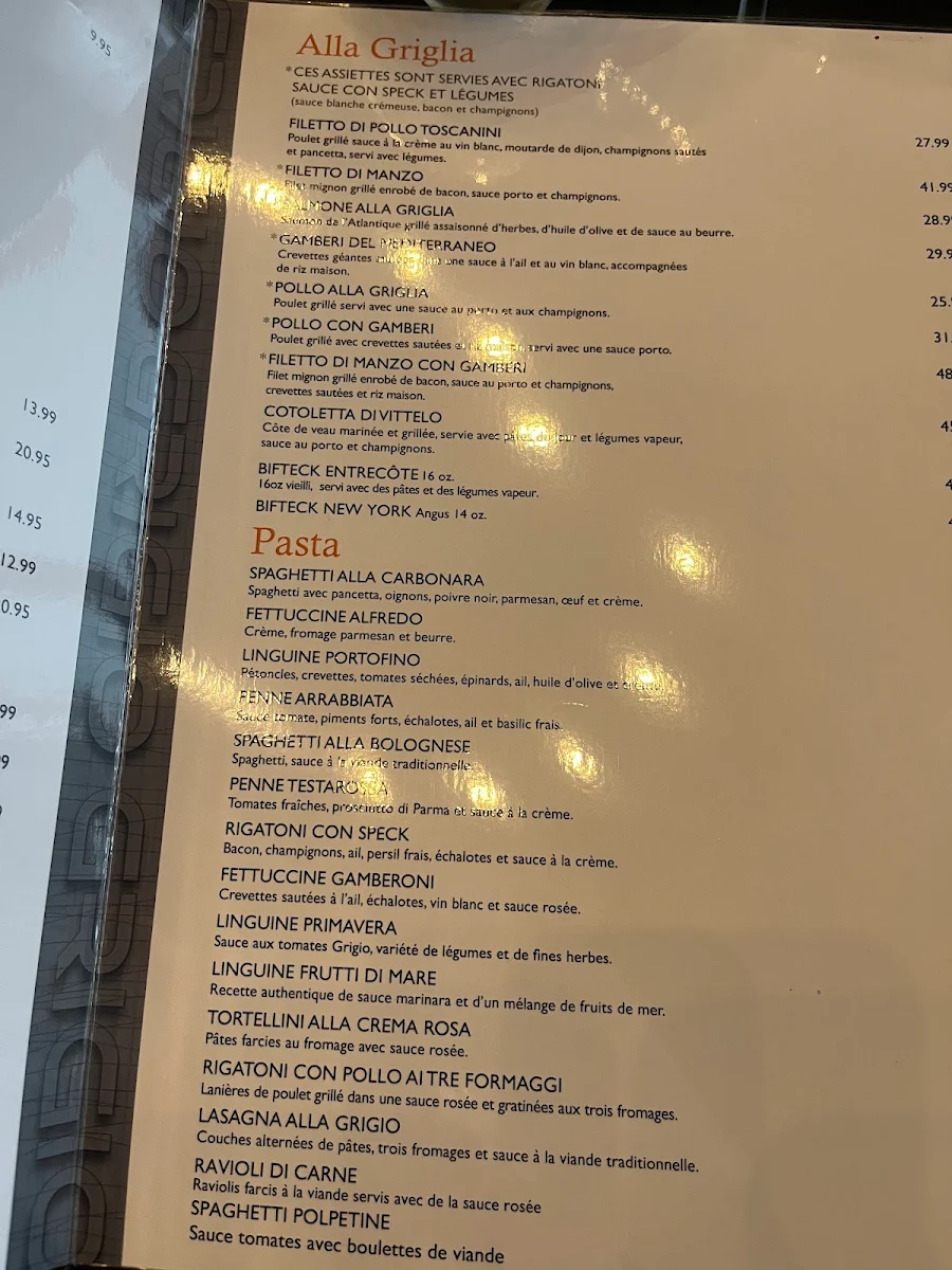 Menu, Grigio
