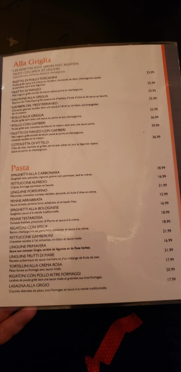 Menu, Grigio
