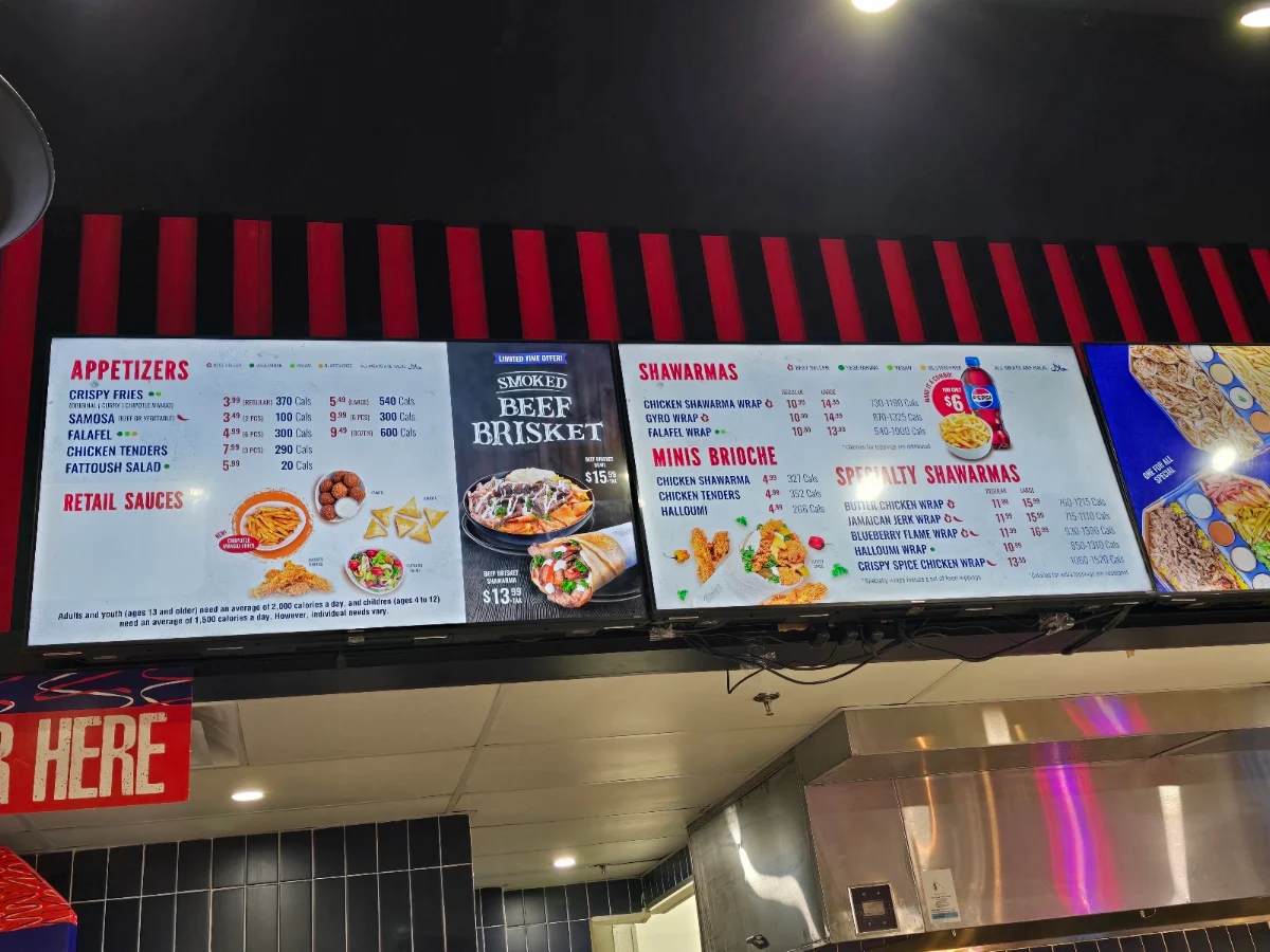 Menu, Tahini's Shawarma