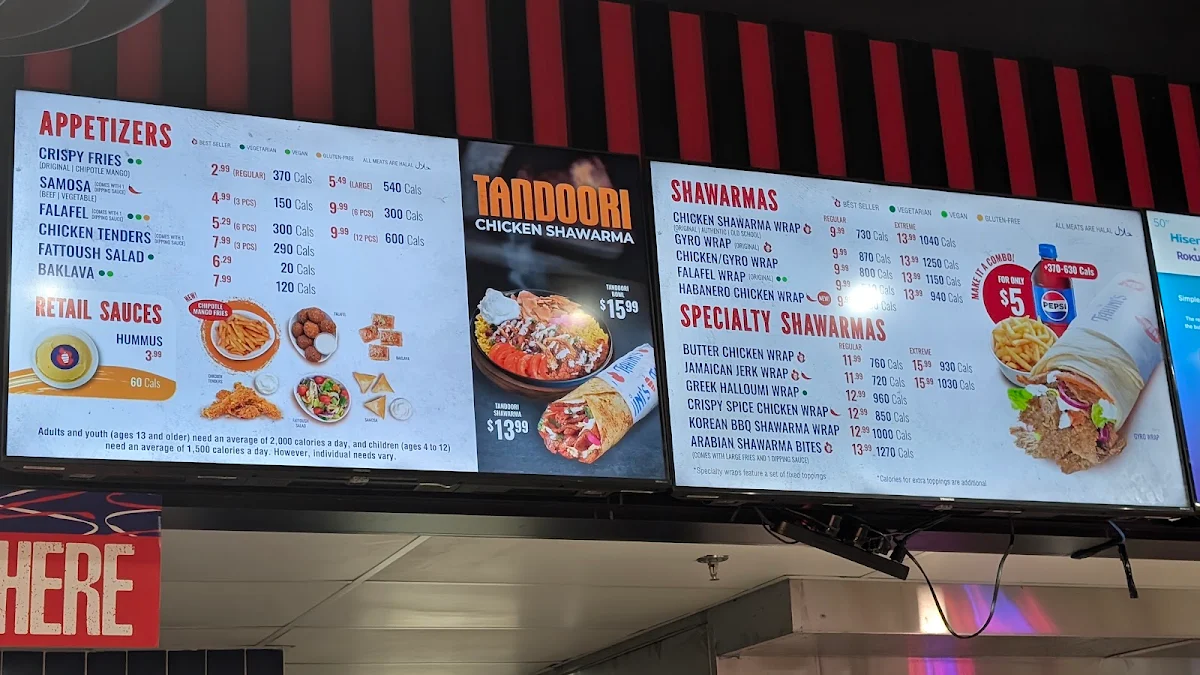 Menu, Tahini's Shawarma