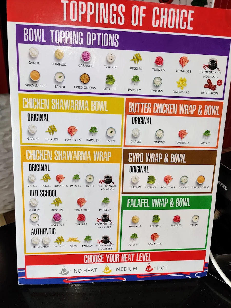 Menu, Tahini's Shawarma