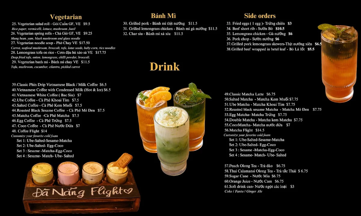 Menu, NÉN - AUTHENTIC VIETNAMESE CUISINE