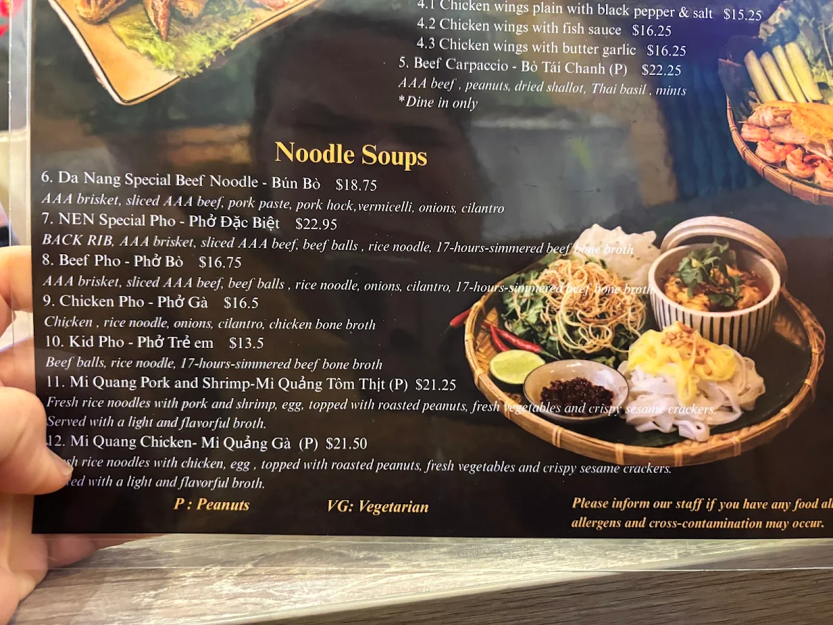 Menu, NÉN - AUTHENTIC VIETNAMESE CUISINE