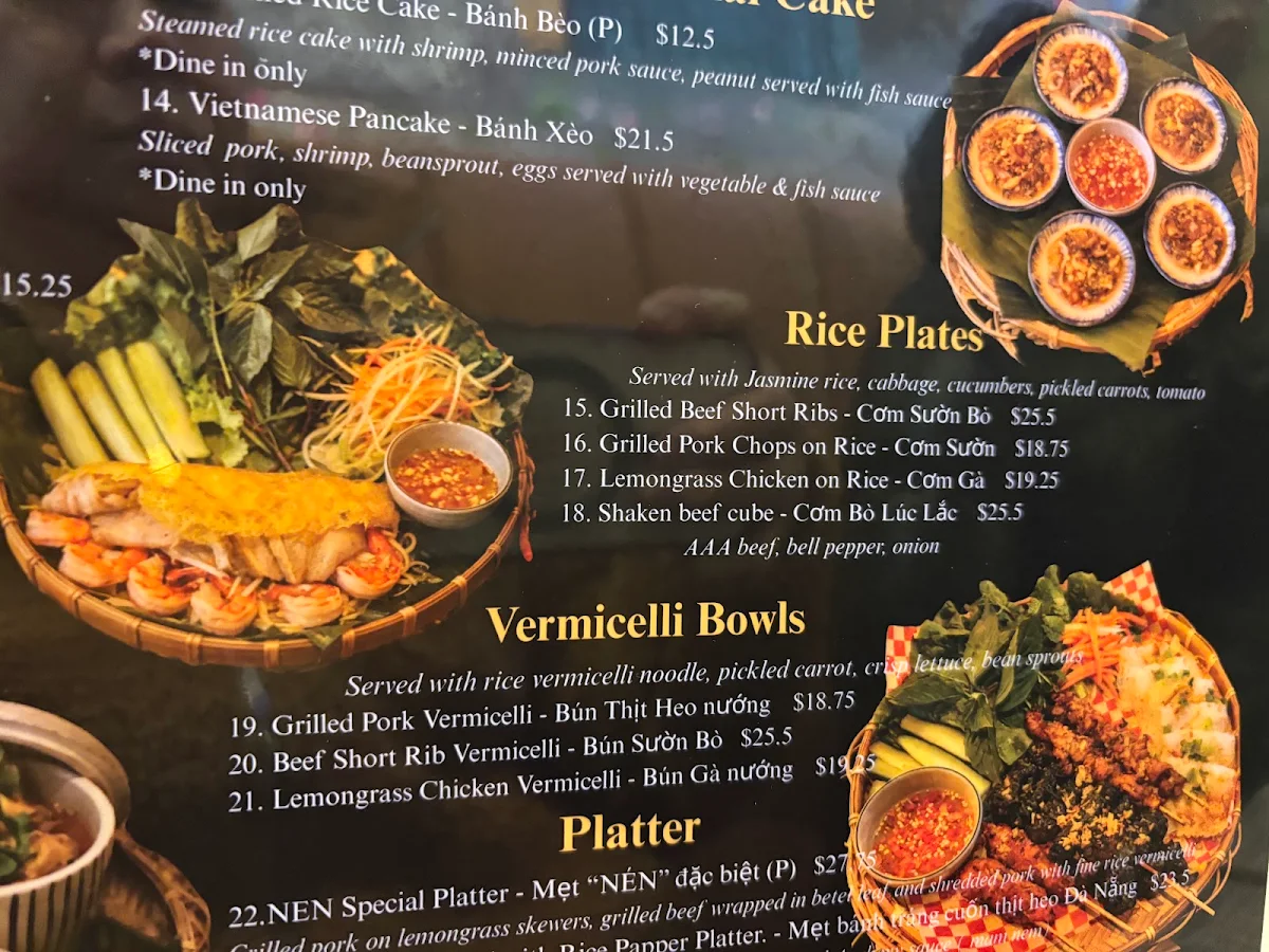 Menu, NÉN - AUTHENTIC VIETNAMESE CUISINE