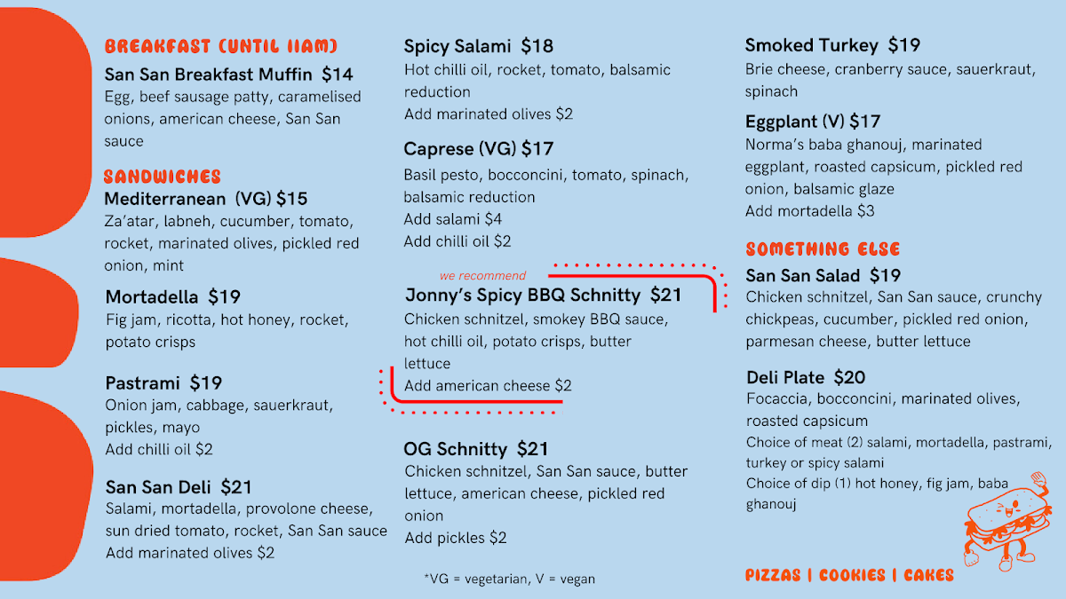 Menu, SAN SAN Revesby