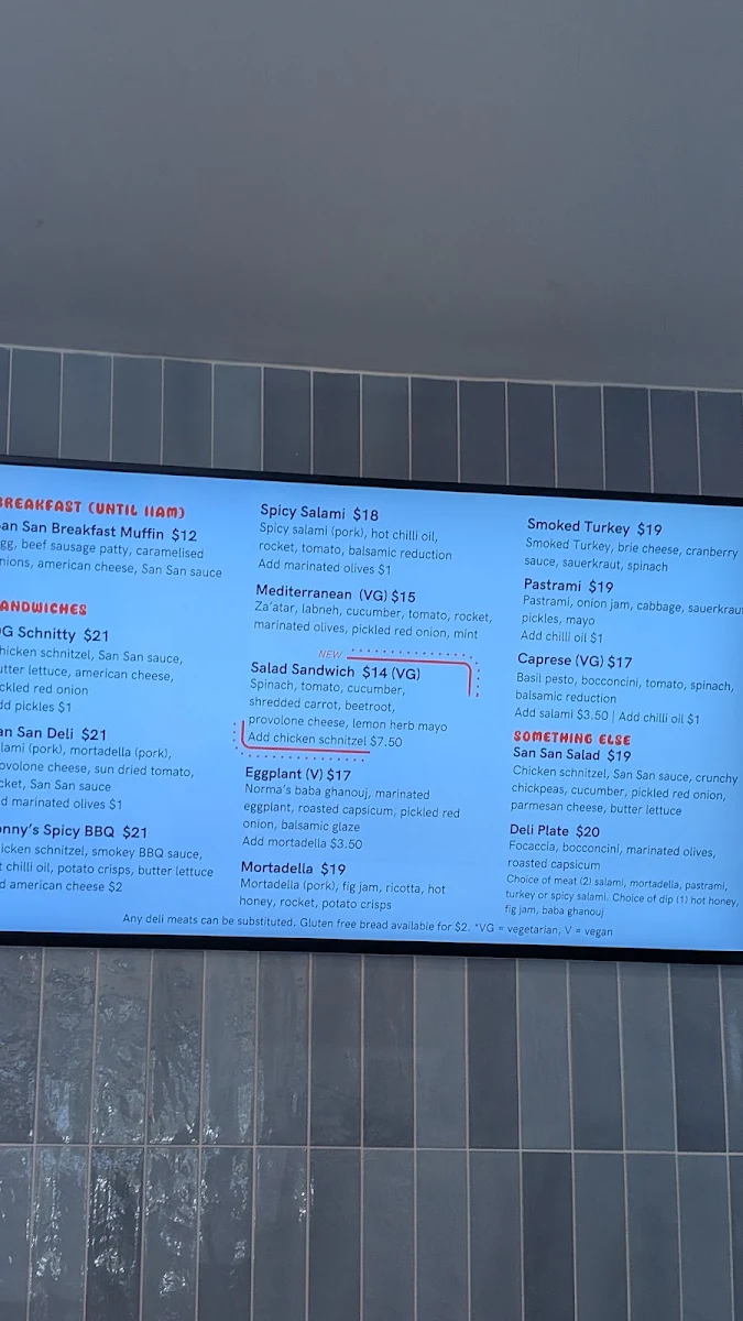 Menu, SAN SAN Revesby