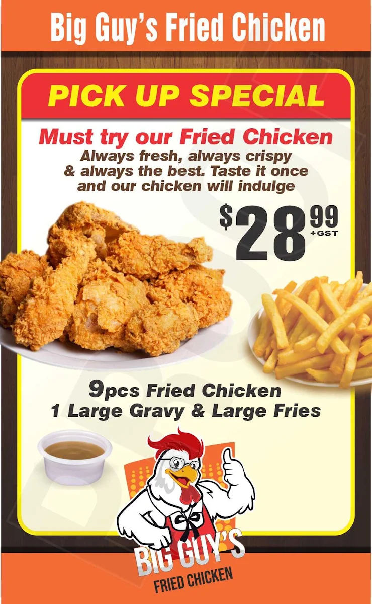 Menu, Canadian Pizza Unlimited & Big Guys Chicken