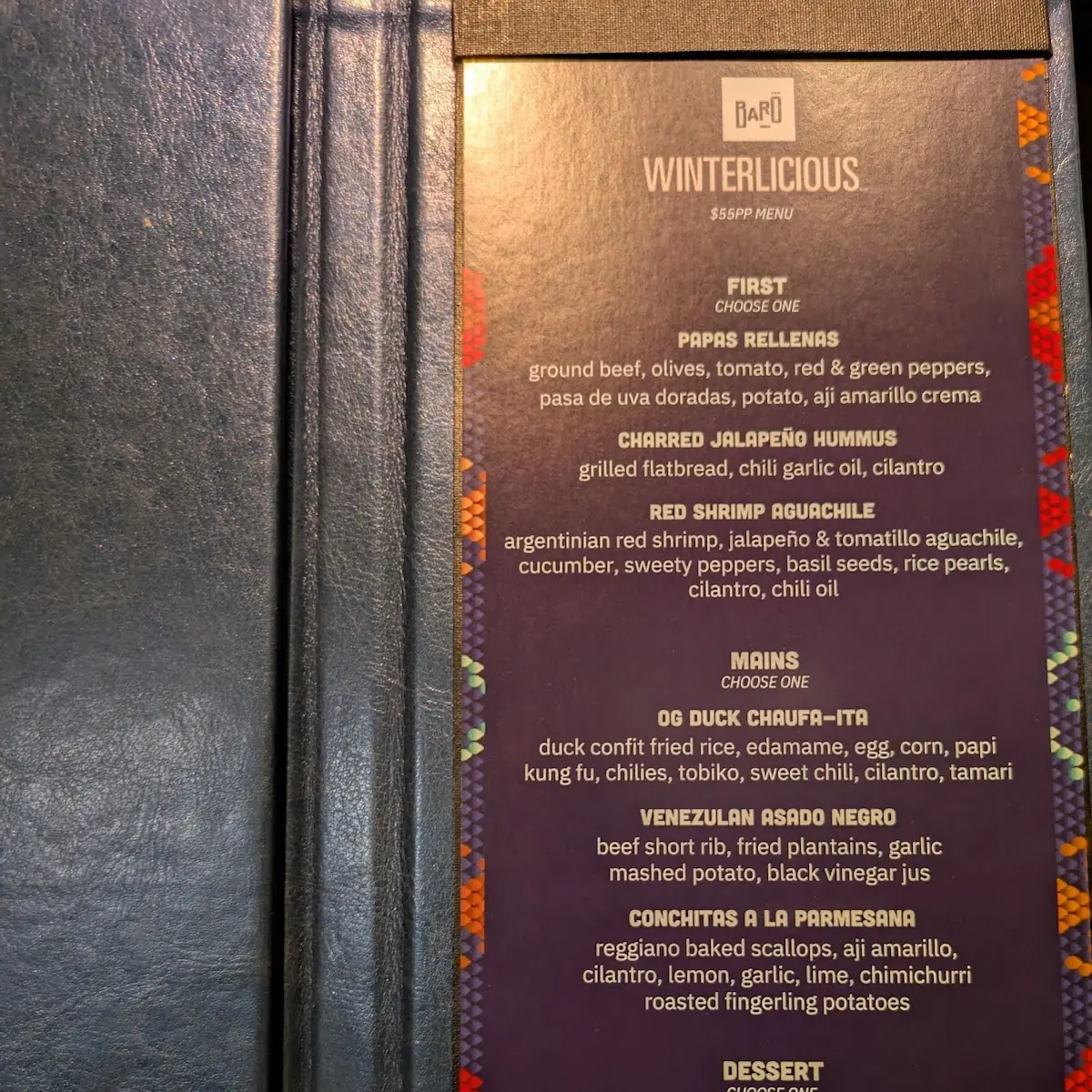 Menu, Baro