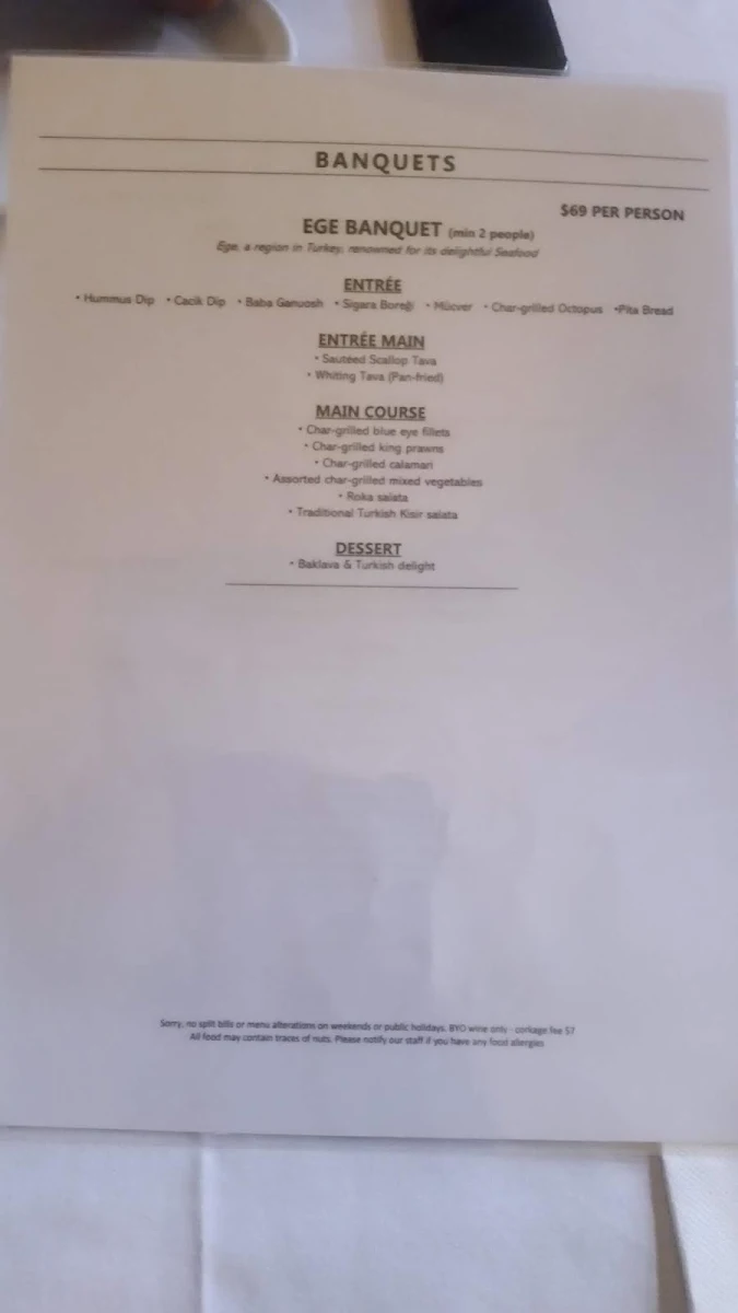 Menu, Taksim Square