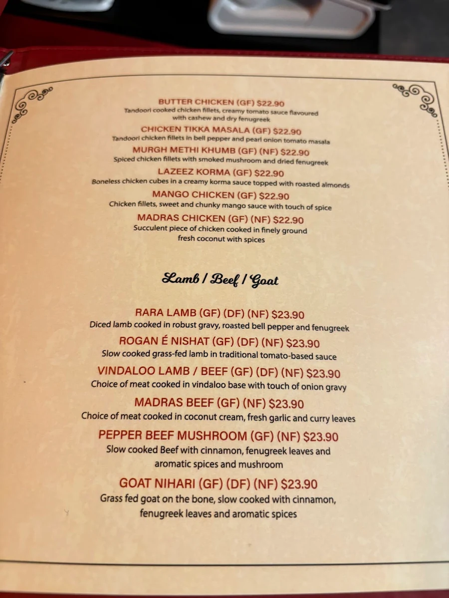 Menu, Art of Spices