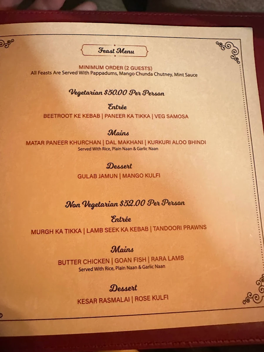 Menu, Art of Spices